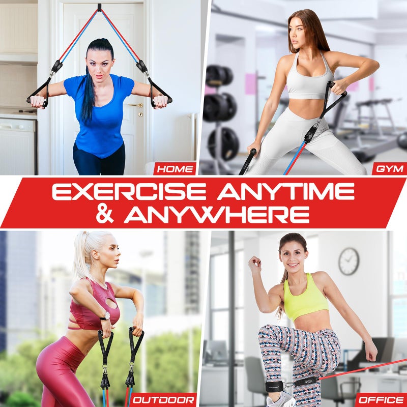 RENRANRING Resistance Bands for Working Out, 150LBS Exercise Bands, Workout Bands, Resistance Bands Set with Handles for Men Women, Legs Ankle Straps for Muscle Training - Image 5